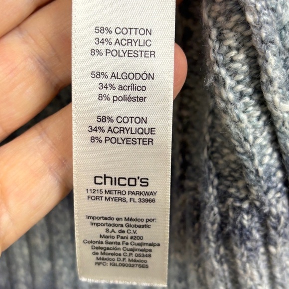 Chico's Sweater Vest Sz 3 (XL) Longline Office Boho Fall Chunky Cotton Lagenlook - Picture 5 of 9